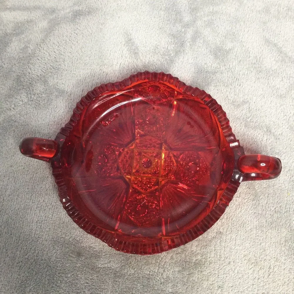 Vintage Westmoreland Ruby Red Sawtooth‎ Point Glass Relish Candy 7
